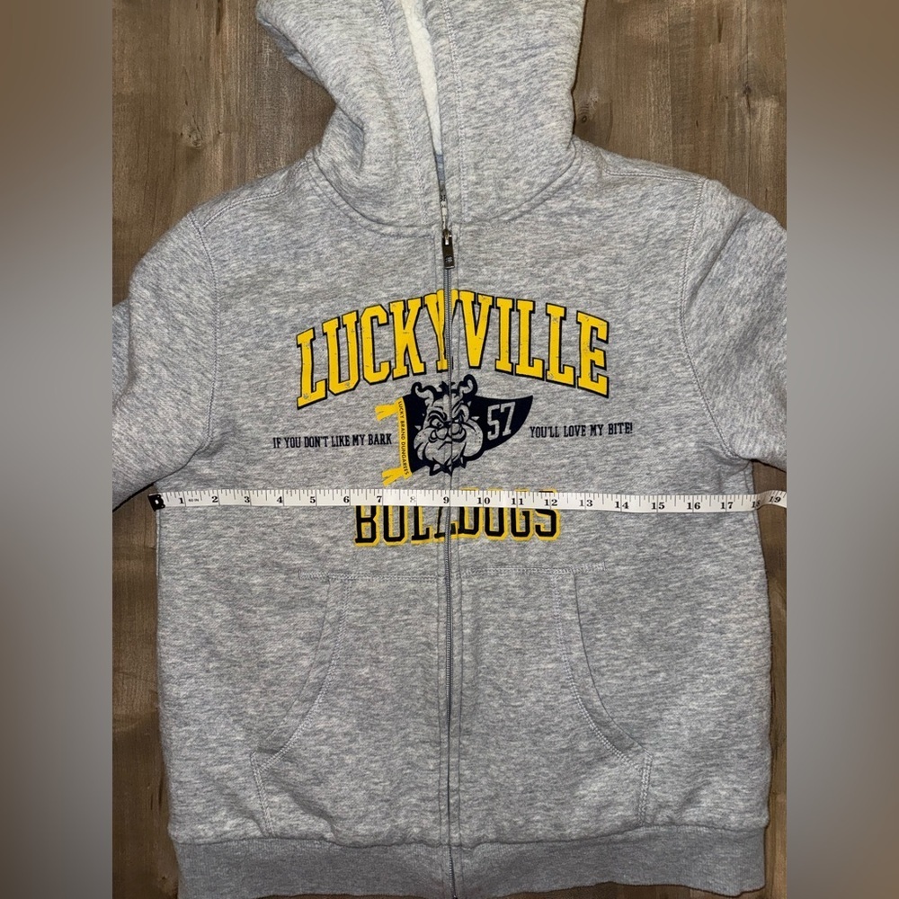 Lucky Brand Luckyville Bulldogs Gray Sherpa Lined Full Zip Youth 10/12 - Picture 3 of 7